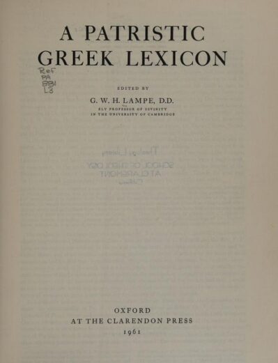 a patristic greek lexicon
