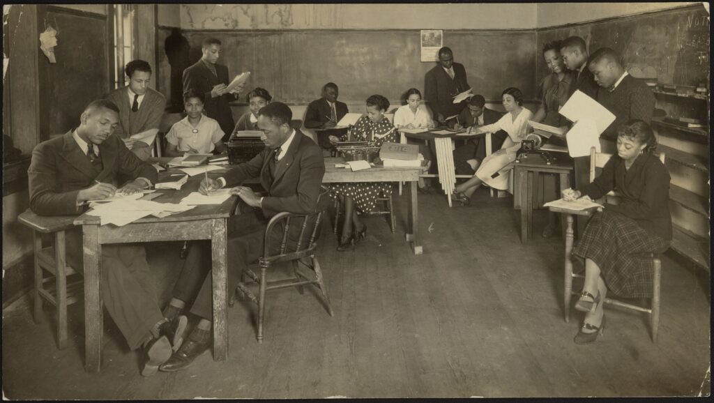Lane College classroom, ca. 1923 (Lane College Scrapbook, UT Special Collections)